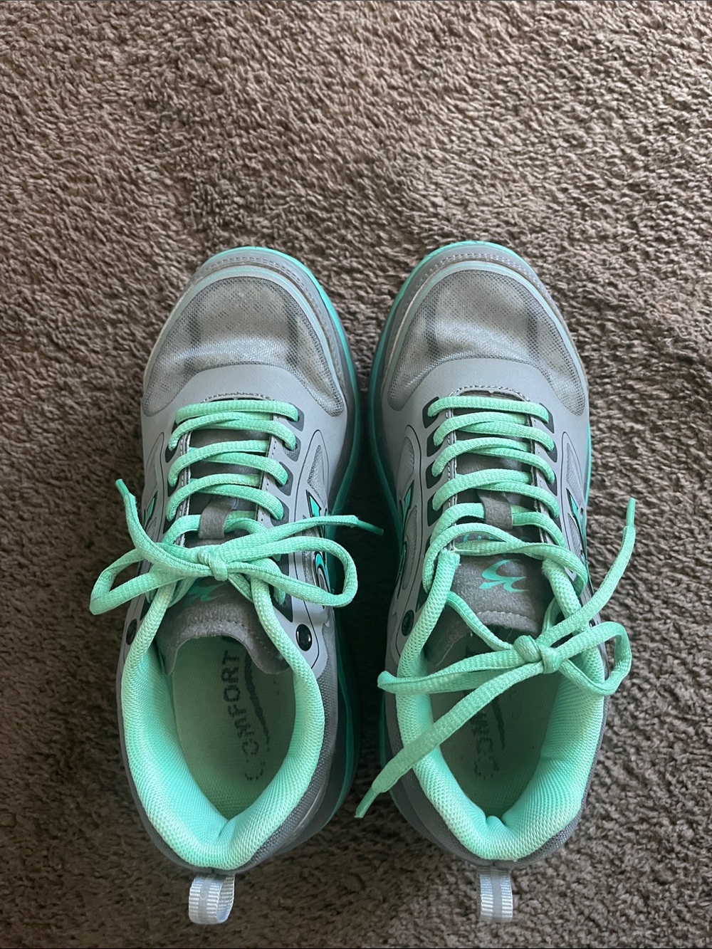 Women's Athletic Sneakers in Mint and Light Gray